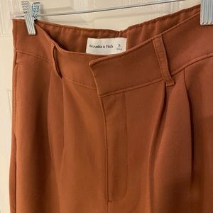 Abercrombie Tailored Wide Leg Trouser Pant - Cognac Long